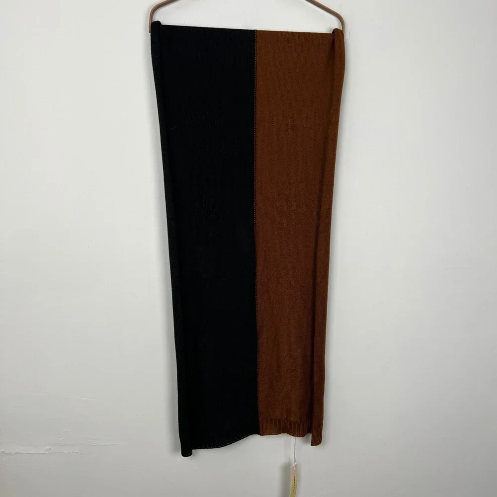 Summersalt 2 Tone Scarf Black Rust‎ Orange Knit One Size